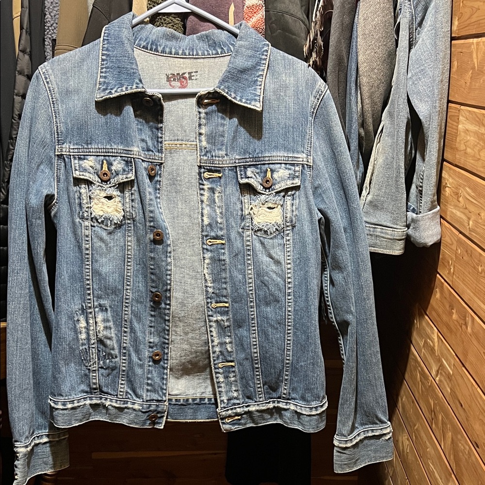 BKE Light Blue Distressed Jean Jacket
